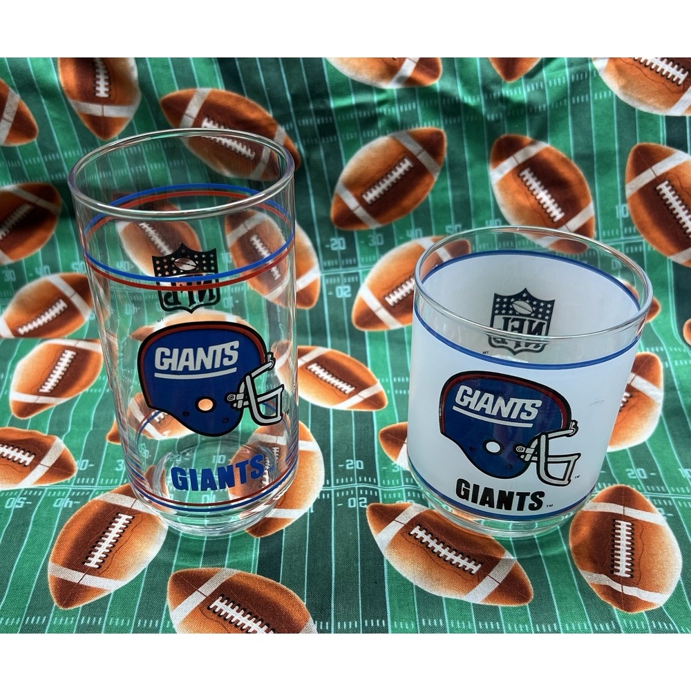 Lot Of 2 NFL Collectible  1980's‎ New York Giants Mobil Oil  Drinking Glasses